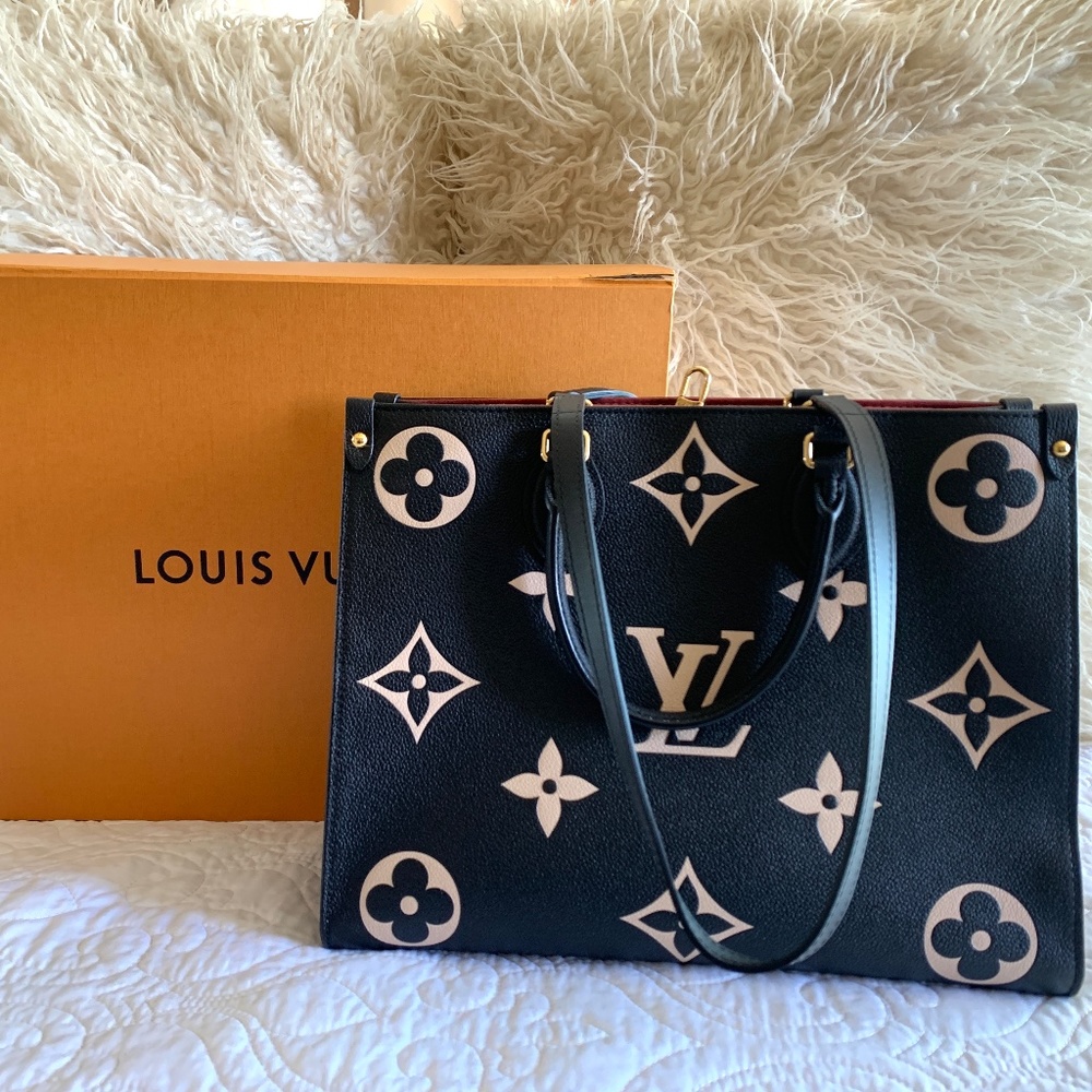 Louis Vuitton Onthego Tote Bicolor Monogram Empreinte MM Black Noir Bag Purse